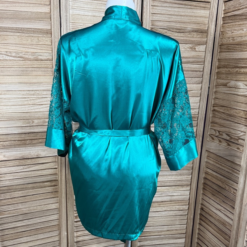 Victoria Secret Robe & Teddy Gold Label Vintage Elegant Teal Lace Belt Size L - Picture 5 of 12